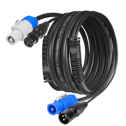 SMALL-EYE 3 Pin DMX & Power Con Combo Link Cable 25 ft – 13AWG Power Control DMX Male to Female Cord for Lighting Fixtures