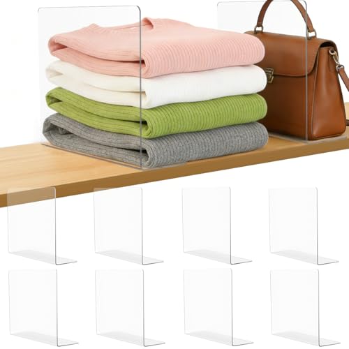 Lebouri Shelf Dividers for Closet Organization: 10' Tall x 12' Deep Acrylic Closet Shelf Dividers...