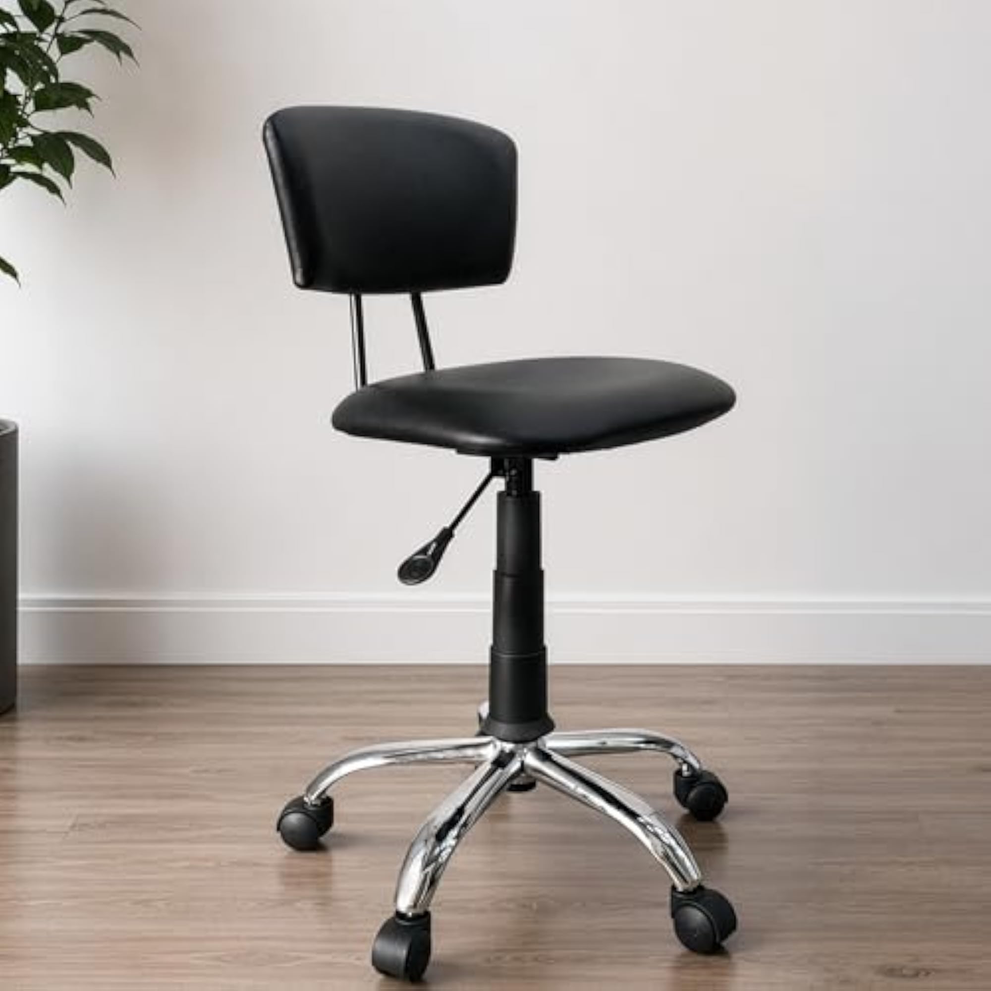 Seating Vibe Square Rolling Stool, Black