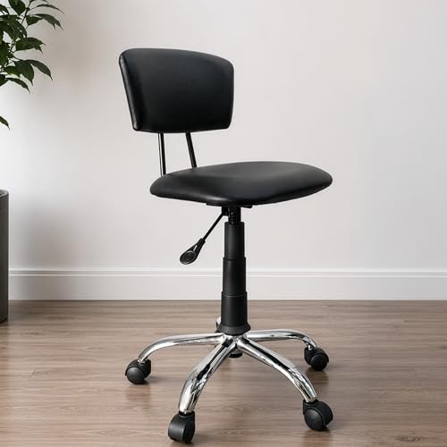 Image of DIYA Seating Vibe Square Rolling Stool (1 Year Warranty) - Black | Comfortable Backrest Height Adjustable & Revolving Swivel Stool Chair for Study Office and Regular Work- (44 inchx47 inchx85 inch)