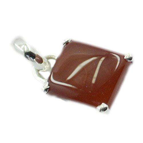 Pendentif Rouge Onyx Contre le Stress - Collier Argent Chakra Rectangle - 3