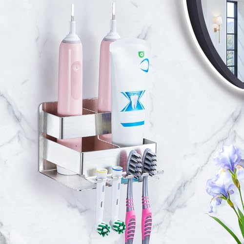 Porte-brosses à Dents Adorila Avec Plateau De Drainage – Blanc – Pour Brosses électriques Et Manuelles