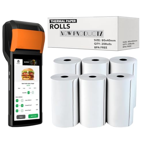 80 x 40 mm Till Rolls BPA Free Thermal Receipt Paper Rolls for Just Eat, Uber Eats & Mobile Card Machines PDQ Credit Card Machines, POS Cash Register (20 Rolls)