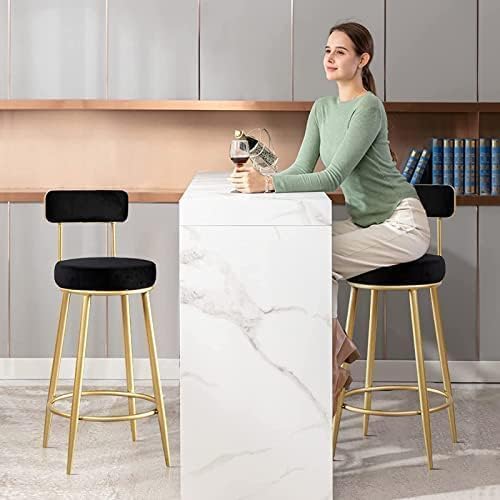 Tabourets de bar avec repose-pieds métal et siège velours confortable