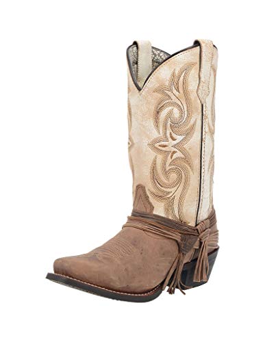 Laredo Womens Myra Cowboy Boots Leather Sand/White 8 W
