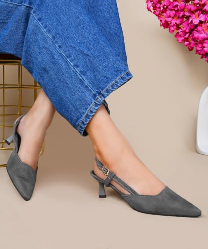 Image of JM LOOKS Elegant Pointed Toe Slingback Kitten Heels Fashionable Sandals for Modern Women