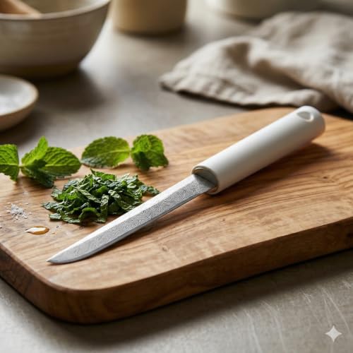 Image of Machado Kitchen Paring Knife with Protective Cover, White