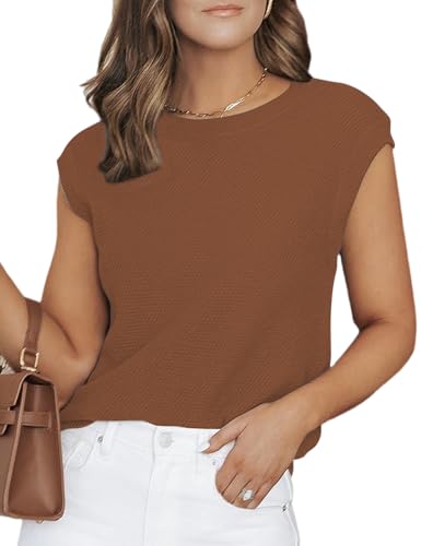 Image of CiCiBird Women Summer Cap Sleeve Sweaters Knit Crew Neck Pullover Tank Tops 2025 Casual Trendy Shirt