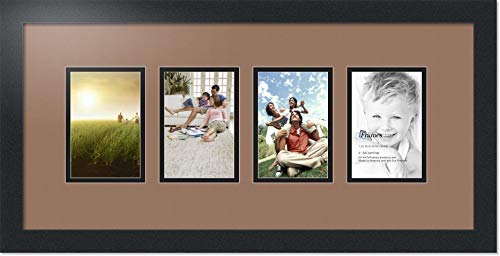 ArtToFrames Collage Photo Frame Double Mat with 4 - 4x6 Openings and Satin Black Frame