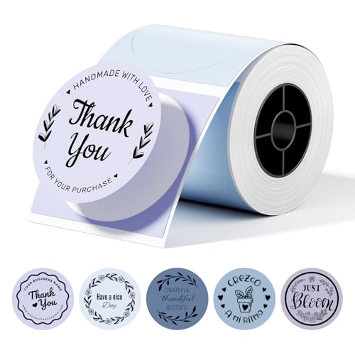 Image of Phomemo Circle Labels- Purple Gradient 5 Colors Round Labels, 2 Inch Self-Adhesive Stickers for M110 /M100 /M220 /M250 Label Printers, Thermal Paper for Baking, Candle, Logo, Small Business, 140pcs /Roll