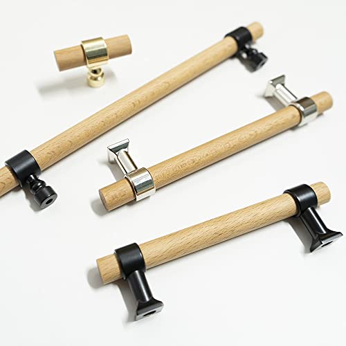 Poignée de tiroir vintage en bois véritable rond noir mat WA7 - 3