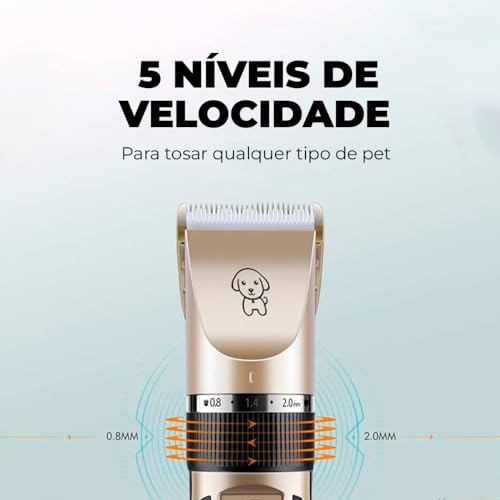 Máquina De Tosa Pets Cachorro Gato Tosador Profissional Recarregável Lâminas Precisas e Altura Ajust