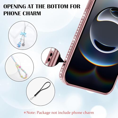 Image of DIZORO Compatible with (iPhone 17e /iPhone 16e Case) Clear Luxury Diamond Glitter Case |Camera Lens Protector with Glitter Ring |Glossy Shiny Back Cover Case for Girls Women -Pink