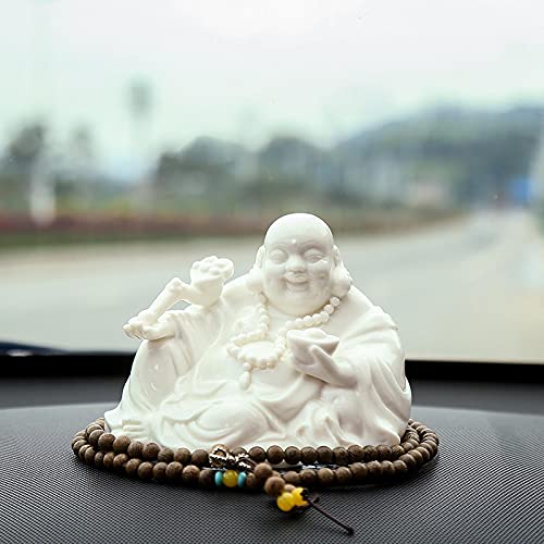 Buda Maitreya de porcelana blanca con acabado cerámico artesanal de lujo 5