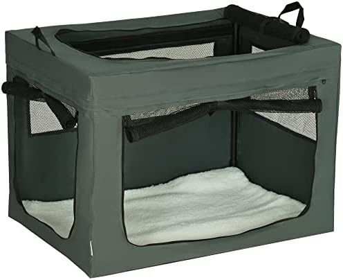 PawHut 90cm Foldable Pet Carrier, Portable Cat Carrier, Cat Bag, Pet Travel Bag w/ Cushion for Medium and Large Dogs - Grey