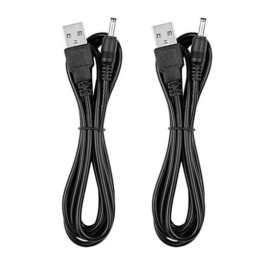 Charger Cable Replacement for Fairywill, Dnsly, Vekkia, Gloridea Electric Toothbrush, USB DC Charging Cord 5ft Black (2-Pack)