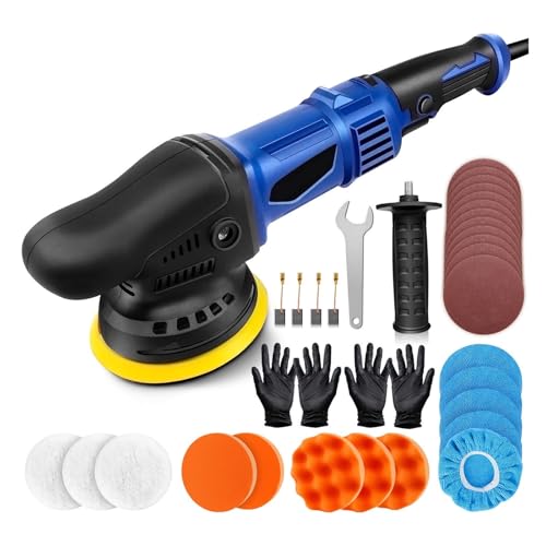 Polisher 5000W Dual Action Car Polisher, Random Orbital Polisher Car Buffer Polisher 6 Variable Speed for Car Detailing Lightweight and Easy to Use