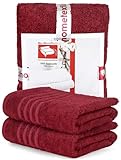 DecoHomeTextil Handtuch-Set 2 Badetücher 70 x 140 cm in Bordeauxrot aus 100% Baumwolle, hochwertig, kuschelweich und saugstark