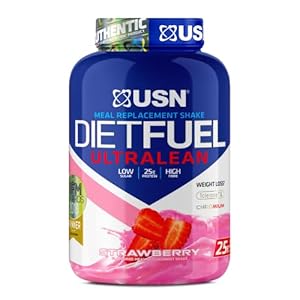 USN Diet Fuel Ultralean Meal Replacement Shake Powder, Strawberry Flavour – 2kg, High Protein Shake Powdered Drink Mix, Low Calorie Diet & Weight Control Powder, 25g Protein