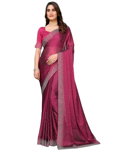 Yashika Sari Rangoli en mousseline de soie tissée pour femme avec dentelle et chemisier Noir, violet, taille unique