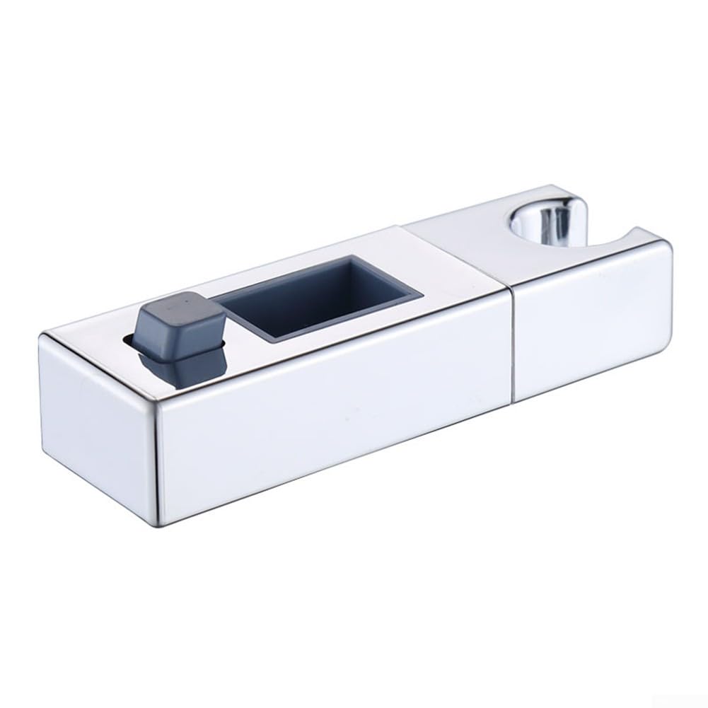 Supporto soffione doccia, Supporto soffione cromato quadrato, Supporto per soffione doccia, tubo quadrato cromato, staffa regolabile, cuscinetti in resina integrati (30 x 18 mm