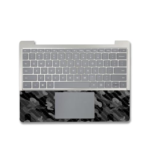 Image of MightySkins Carbon Fiber Skin Compatible with Microsoft Surface Laptop Go 3 (2023) Full Wrap Kit - Black Camo | Protective, Durable Textured Carbon Fiber Finish | Made in The USA