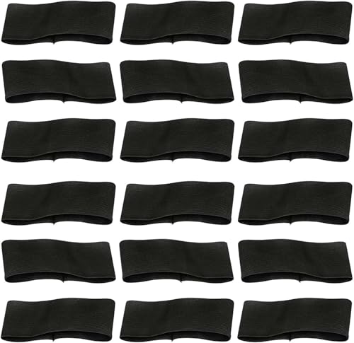XQEUMC 18 Pcs Brassard Élastique Noir Brassards de Capitaine éLastique Respect FunéRailles Deuil Deuil Brassard De pour Football Football Basket-Ball(Noir)