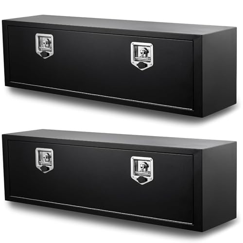 Weetron 48 Inch Underbody Tool Boxes Set of 2 Underbody Truck Box w/T-Handle Latch and keys for Pickup Truck Utility Tractor RV Waterproof Tool Chest For Storage & Organization-48 12 14 inch