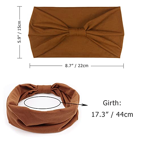 Image of DRESHOW 4 Pack Turban Headbands for Women Wide Vintage Head Wraps Knotted Cute Hair Band Accessories