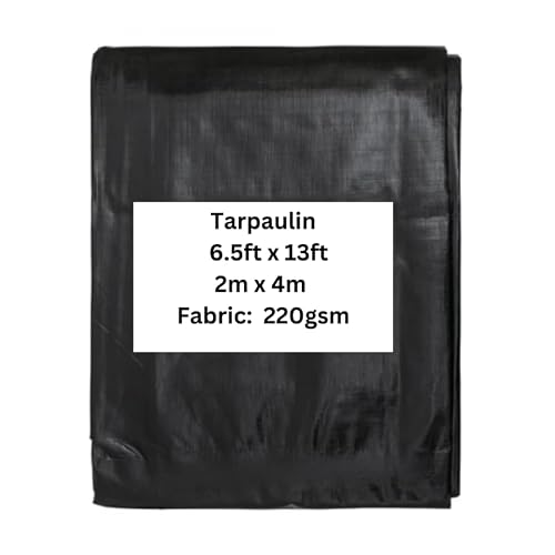 Diah Do It At Home Black Tarpaulin 220Gsm (2M X 4M) - Heavy Duty L-Grade Strength Weatherproof Tarp - Uv Protected Ground Sheet With Rust-Resistant Grommets & Reinforced Corners