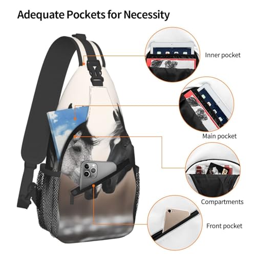 Bolso cruzado negro y blanco para pecho para hombre y mujer miniatura 4