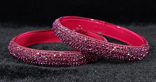 Image of NMII Glass with Zircon Gemstone and Glitter Kada Set For Women and Girls