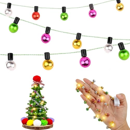 Efymosce 2 Stück wichtel Lichterkette Miniatur Led 1M wichtel zubehör weihnachten wichtelhaus puppenhaus zubehör für Weihnachtsdeko Puppenhaus Möbel