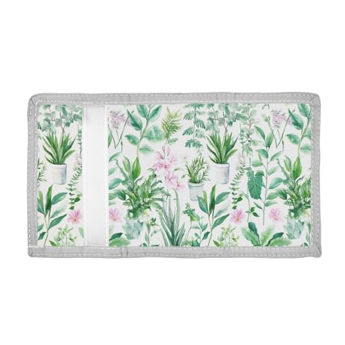 ALAZA Kids Wallets for Boys Girls Toddler Trifold Wallet Children Small Green Plants Watercolor with Zipper Coin Pocket2