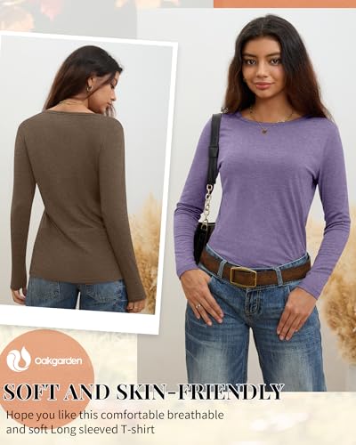 4 Pack Women' Long Sleeve Shirts Tops Casual Loose Fit Crew Neck Basic Tee Fashionable Workout Layer Fall Outfit2