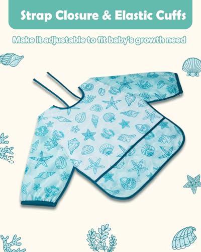 Lictin Bibs with Sleeves, 5 Pcs EVA Unisex Feeding Baby Bibs - Image 4