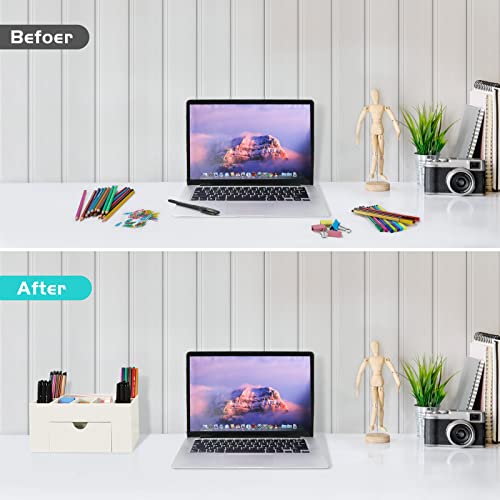 Wwxiclg Desk Organizer, Desktop Organizer With Pen Holder, Pencil Holder For Desk, Pencil Cup, Office Supplies Desk Organizer And Accessories, 8 Compartments(White) #TOP5