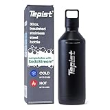 Tepist ThirtyO 30oz Stainless Steel Bottle Compatible with Sodastream Machines | Powder Coated Black | Vacuum Sealed | Double Walled | Leak-Proof | Easy to Carry | Reusable Bottle