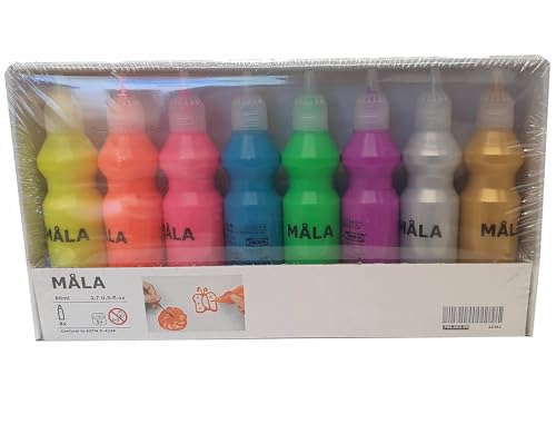 Ikea MALA Glitterfarben fluoreszierend; 8 Stück