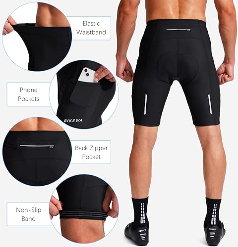 Bike Shorts for Men 3D Padded Bicycle Cycling Underwear Road Biking Biker Mountain Riding Cycle UPF 50+ Shorts Zipper Pockets?Black 3X-Large