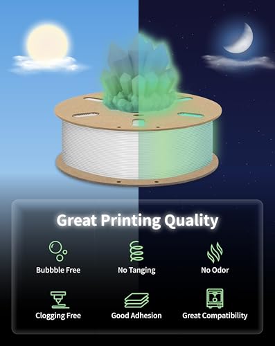 Image of DURAMIC 3D PLA Glow in The Dark Filament Luminous Neatly Wound 1.75mm 1Kg | 3D Printing Filament 1.75mm Dimensional Accuracy + /- 0.02 mm, Fit Most FDM 3D Printers Glow Rainbow