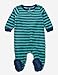 Leveret Boys Girls Kids Footed Fleece Pajama Striped Navy & Green 4 Year