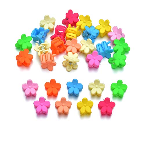 30pcs Beautiful neon Mini Flower Hair Claw Clips Mix Colored Petal Hair pins No Slip Hair Barrettes Accessories for Women and Little Girls