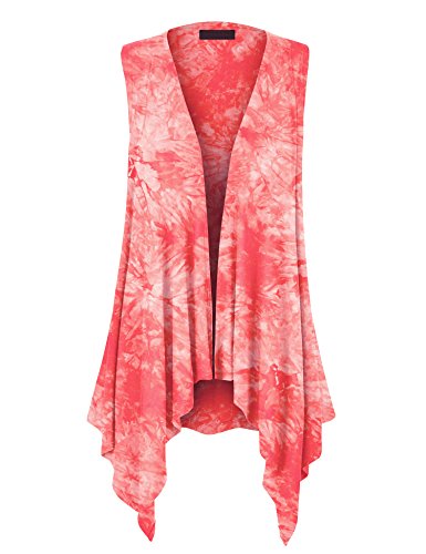 Image of Made By Johnny Women's Lightweight Sleeveless Cardigan - Draped Open Front Vest with Asymmetrical Hem