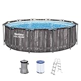 Bestway Steel Pro MAX Frame Pool-Set mit Filterpumpe Ø 366 x 100 cm, Holz-Optik...