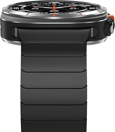 Image of MOROFY No Gap Stainless Steel Adjustable Link Strap Compatible with Samsung Galaxy Watch Ultra 47mm Band with Butterfly Folding Clasp Band for Galaxy Watch Ultra 47mm Strap - Black