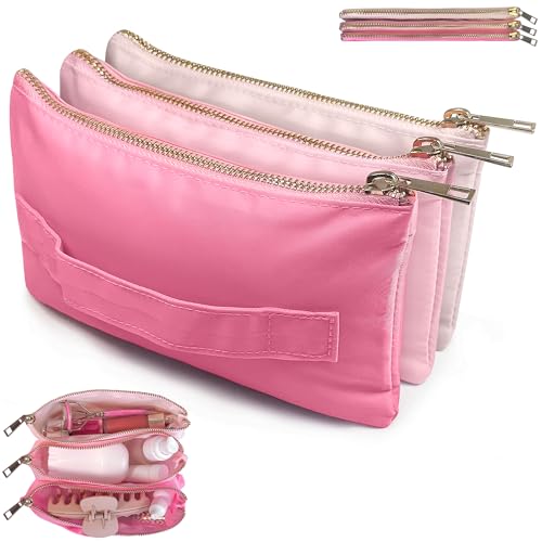 Accordion Makeup Bag with 3 Compartments - Pink