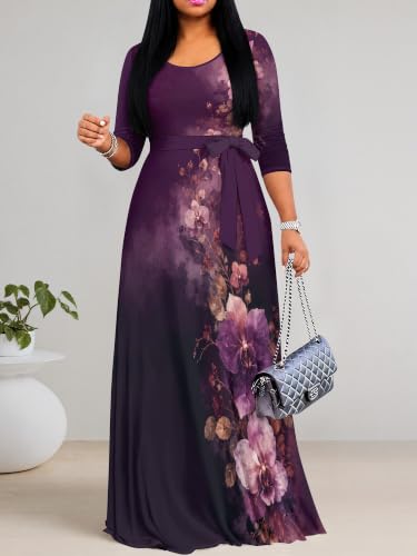Image of Women's 3 /4 Sleeve Maxi Dress with Pockets