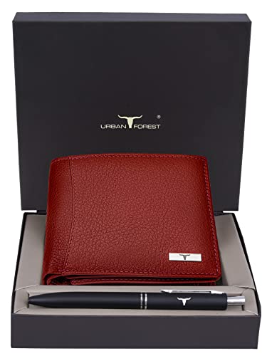 Oliver Leather Wallet for Men, Red with Pen, Contemporary2