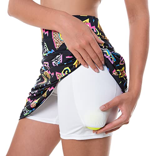 80S 90S Black Tennis Skirts For Women With Shorts 2 Inner Pockets, Vintage High Waisted Golf Skirts For Women, Retro Golf Skorts Skirts For Women, Workout Midi Skirtst Leggings Golf Athletic Skirts #TOP3